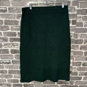 NWT MNG FLARED KNITTED SKIRT Dark green acrylic wool blend elastic waistband